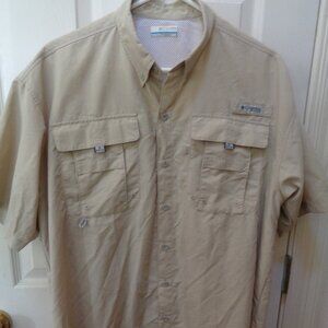 Columbia Samuel Adams Tan Men's Fishing Vented Shirt Medium